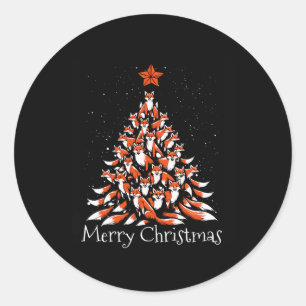 Funny Fox Christmas Tree Foxes Xmas Classic Round Sticker