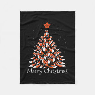 Funny Fox Christmas Tree Foxes Xmas  Fleece Blanket