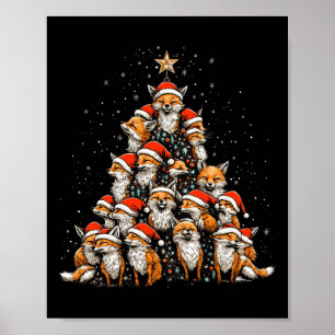 Funny Fox Christmas Tree Foxes Xmas Fox Lover Kids Poster
