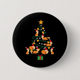 Funny Fox Christmas Tree Xmas Foxs Tree Santa Hat 6 Cm Round Badge