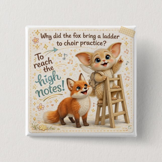 Funny Fox Dad Joke 15 Cm Square Badge (Front)