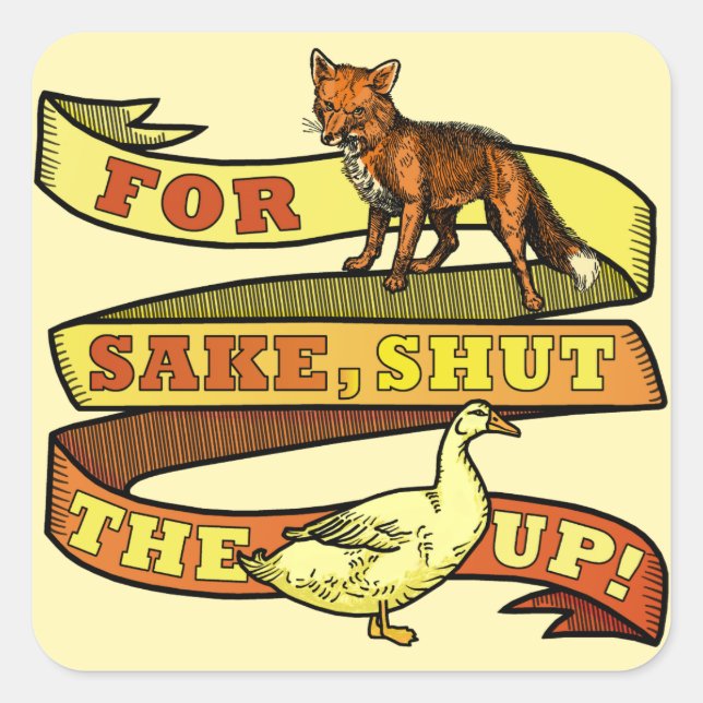 Funny Fox Duck Animal Pun Square Sticker (Front)