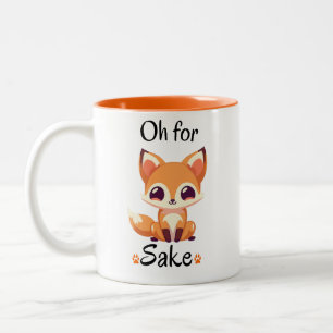 Funny fox , gift for dad , oh for fox sake Two-Tone coffee mug