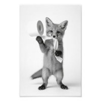 Funny Fox Holding Toilet Paper Minimalist Wildlife