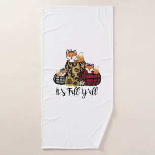 Funny Fox It's Fall Y'all Thanksgiving Animal Love Bath Towel