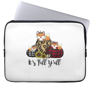 Funny Fox It's Fall Y'all Thanksgiving Animal Love Laptop Sleeve