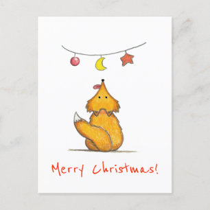 Funny Fox/ Merry Christmas Holiday Postcard