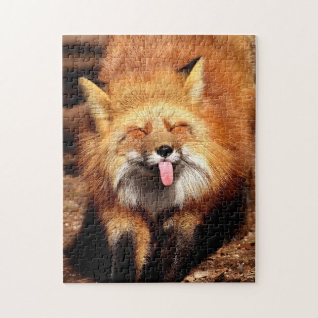 Funny Fox Sticking It's Tongue Out Jigsaw Puzzle (Vertical)