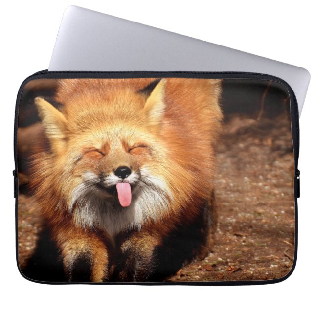 Funny Fox Sticking It's Tongue Out Laptop Sleeve (Front)