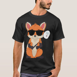 Funny Fox Wearing Sunglasses Playing Badminton T-Shirt