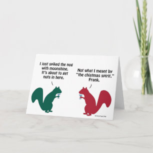 Funny Frank the Squirrel - moonshine and egg nog Holiday Card
