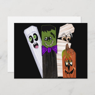 Funny Frankenstein Ghost Pumpkin Invisible Man Postcard