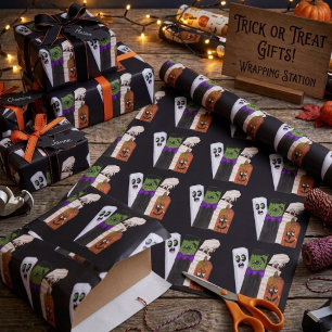 Funny Frankenstein Ghost Pumpkin Invisible Man Wrapping Paper