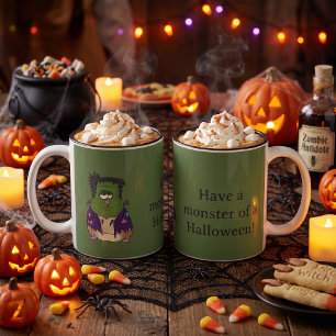 Funny Frankenstein Hamster Monster Halloween Two-Tone Coffee Mug