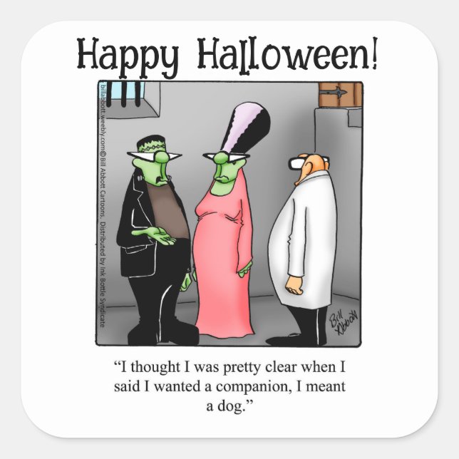 Funny Frankenstein  Humour Halloween Stickers (Front)