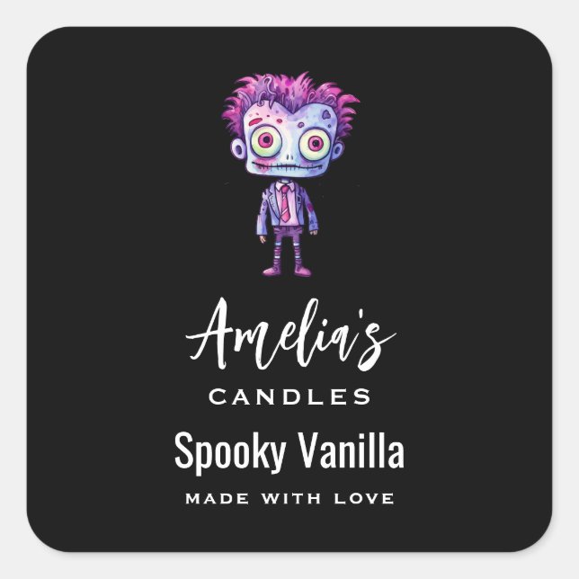 Funny Frankenstein Monster - Candle Business Square Sticker (Front)