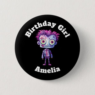 Funny Frankenstein Monster Fun Birthday Girl 6 Cm Round Badge