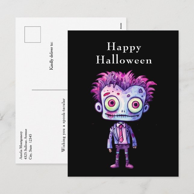 Funny Frankenstein Monster Halloween Fun Holiday Postcard (Front/Back)