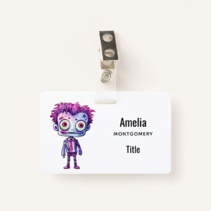 Funny Frankenstein Monster Halloween Fun ID Badge