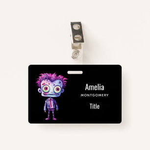 Funny Frankenstein Monster Halloween Fun ID Badge