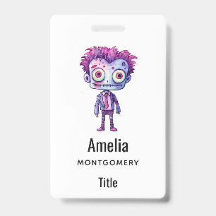 Funny Frankenstein Monster Halloween Fun ID Badge