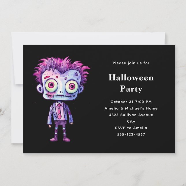 Funny Frankenstein Monster Halloween Fun Invitation (Front)