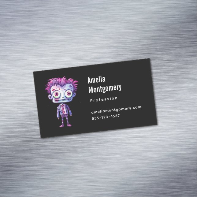 Funny Frankenstein Monster Halloween Fun Magnetic Business Card (In Situ)