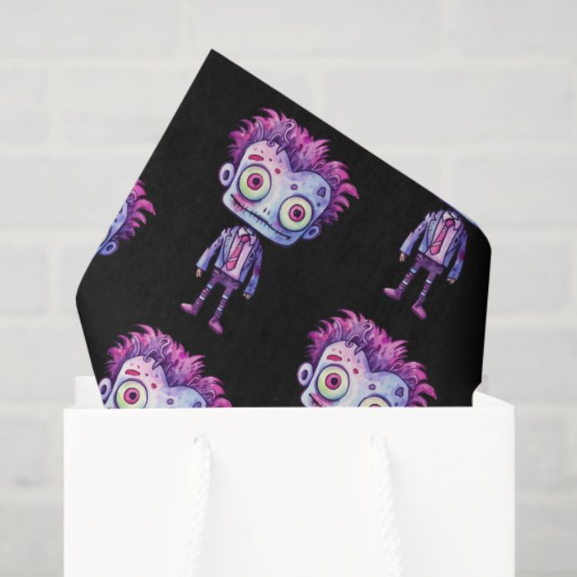 Funny Frankenstein Monster Halloween Fun Pattern Tissue Paper (Gift Bag)
