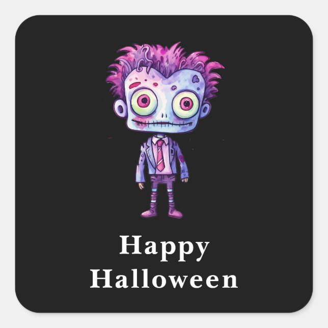 Funny Frankenstein Monster Halloween Fun Square Sticker (Front)