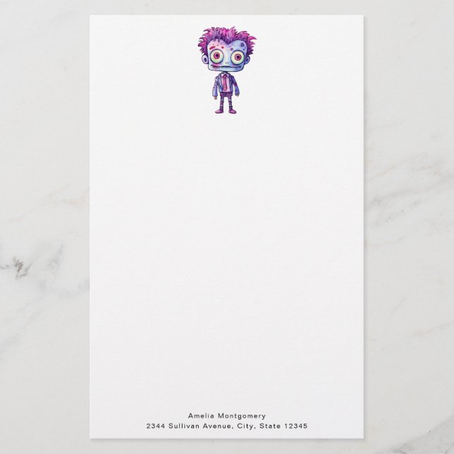 Funny Frankenstein Monster Halloween Fun Stationery (Front)