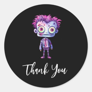Funny Frankenstein Monster Halloween Fun Thank You Classic Round Sticker