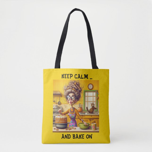 Funny Frazzled lady baker cartoon Tote Bag (Front)