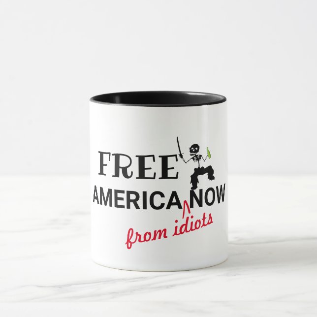 Funny Free America Now Humour American Quotes Mug (Center)