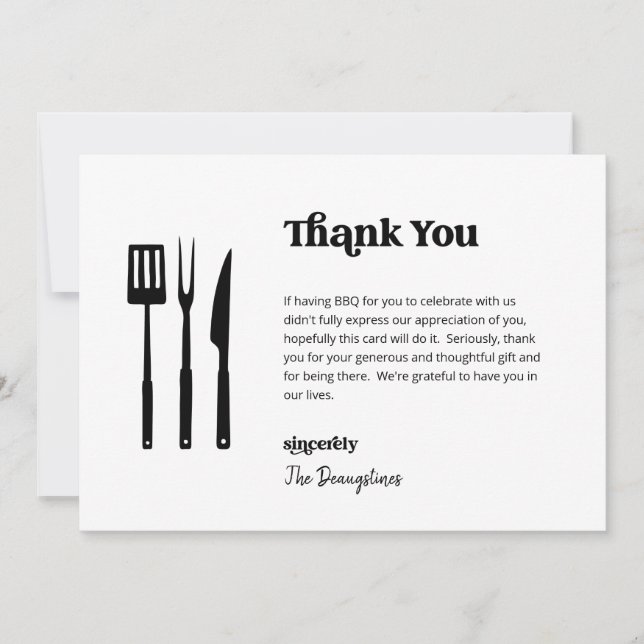 Funny Free BBQ Wedding Thank You Card (Front)