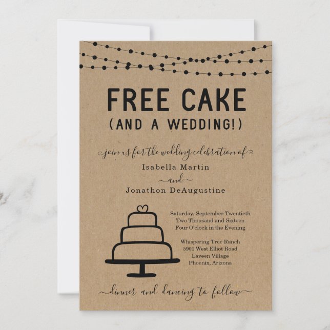 Funny Free Cake and a Wedding Invitation (Front)