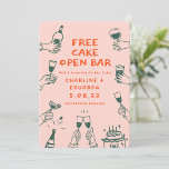 Funny Free Cake Open Bar drinks Retro Contemporary Save The Date<br><div class="desc">Handpainting Funky Retro Contemporary Save the Date</div>
