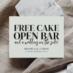 Funny Free Cake Open Bar Wedding Save The Date Ann Announcement Postcard<br><div class="desc">Are you ready to celebrate love, laughter, and the joyous journey towards marital bliss? Our personalised “Save the Date” cards offer a delightful peek into the fun and love-filled celebration awaiting your guests. With the cheeky and charming quote, “Free Cake, Open Bar, And a wedding on the side, ” we...</div>