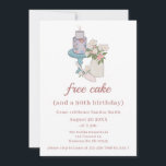 Funny Free Cake Womens 90th Birthday Invitation<br><div class="desc">With a beautiful hand illustrated flower,  Mason jar and birthday cake design these minimalist invites are a funny way to invite guests to your 90th birthday celebrations.</div>