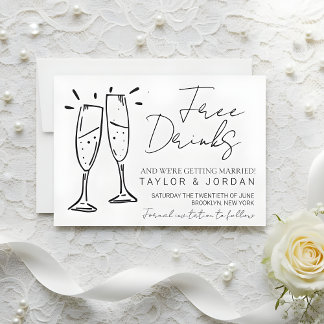 Funny Free Drinks and We're Getting Married  Save The Date