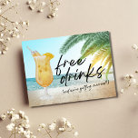 Funny Free Drinks Beach Wedding Save the Date Announcement Postcard<br><div class="desc">Save the date postcards for the couple who can't wait to celebrate with family and friends at their beach wedding. Free drinks (and we're getting married!) cocktail on a beach design,  backside of postcard is personalised with your wedding details.</div>