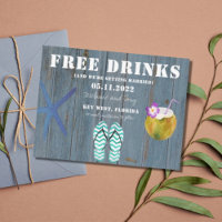 Funny Free Drinks Beach Wedding Save the Dates