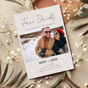 Funny Free Drinks Photo Wedding  Save The Date
