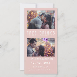 Funny Free Drinks Photo Wedding save The Date Anno Announcement