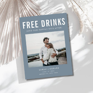 Funny Free Drinks Photo Wedding Save the Date Announcement Postcard