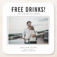 Funny Free Drinks Photo Wedding Save the Date