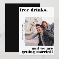 Funny Free Drinks Typography Save the Date Black