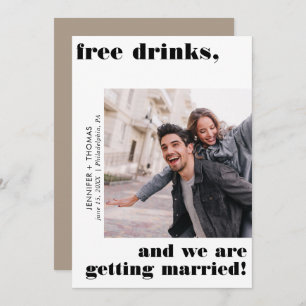 Funny Free Drinks Typography Save the Date Desert Invitation