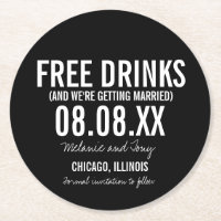 Funny Free Drinks Wedding Save the Date