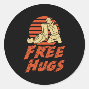 Funny Free Hugs - Brazilian Jiu-Jitsu, BJJ Gift Classic Round Sticker