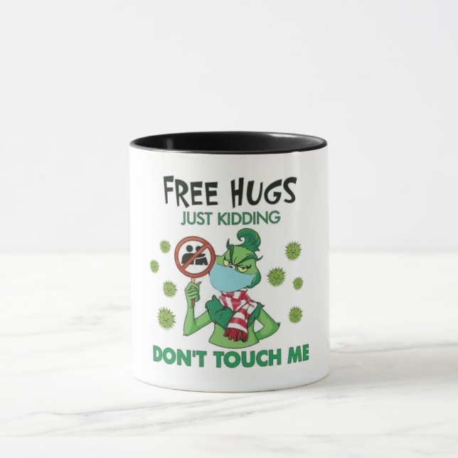 Funny Free Hugs Just Kidding Christmas Mug (Center)